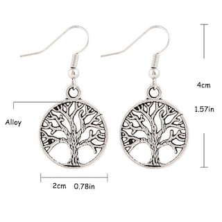 Foto 3 | Pendientes Huoguo Con Forma De Árbol Hueco De Aleación Plateada 4 Cm Para Mujer - Venta Internacional.