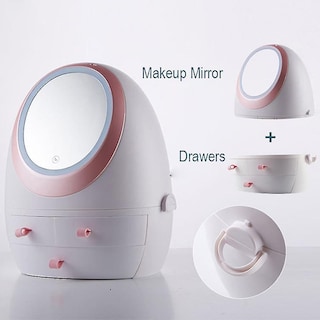 Foto 1 | Organizador De Maquillaje Con Espejos Faciales Con Luz Led Recargable Color Rosa - Venta Internacional.