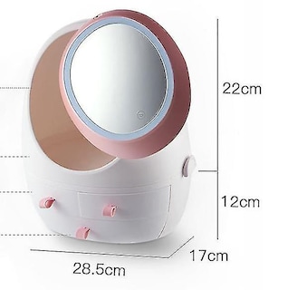 Foto 2 | Organizador De Maquillaje Con Espejos Faciales Con Luz Led Recargable Color Rosa - Venta Internacional.