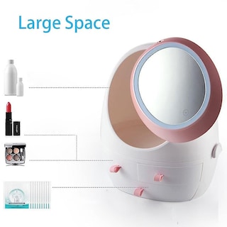 Foto 3 | Organizador De Maquillaje Con Espejos Faciales Con Luz Led Recargable Color Rosa - Venta Internacional.