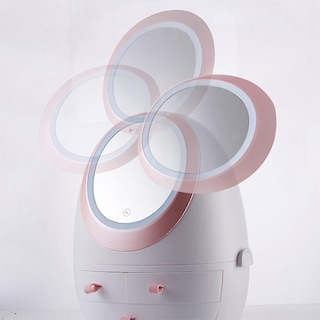 Foto 4 | Organizador De Maquillaje Con Espejos Faciales Con Luz Led Recargable Color Rosa - Venta Internacional.