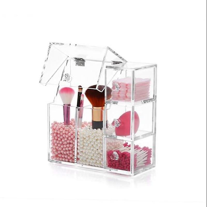 Organizador De Pinceles De Maquillaje Acrílicos Con 3 Cajones - Venta Internacional. $1,118
