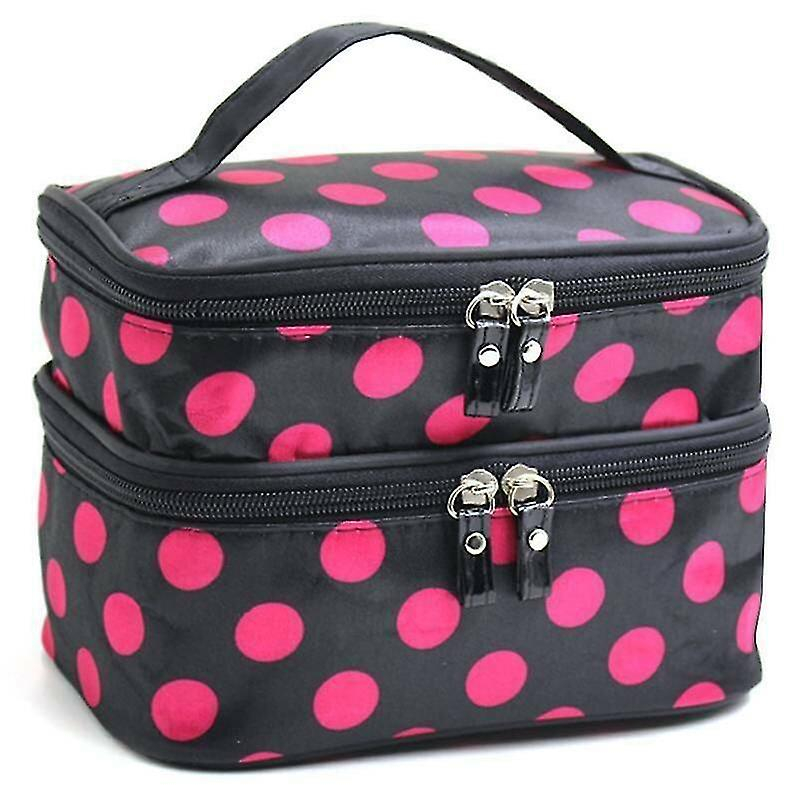 Foto 2 pulgar | Neceser Cosmético Huoguo Negro Y Rosa Con Lunares Para Mujer - Venta Internacional.