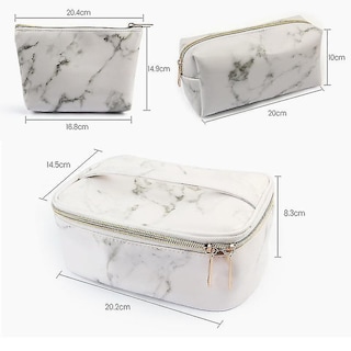 Foto 5 | Set De Bolsas De Aseo Cosmético Bolsa De Maquillaje De Mármol De 3 Piezas Impermeable - Venta Internacional.