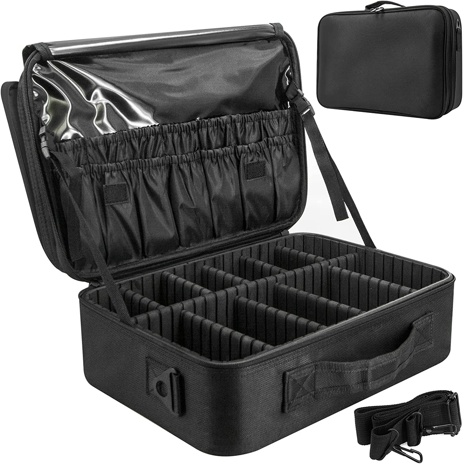 Foto 2 pulgar | Bolsa De Maquillaje Huoguo  Bolsa Organizadora Grande De Viaje Para Cosméticos  Color Negro - Venta Internacional.