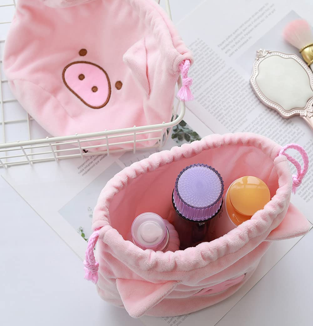 Foto 5 pulgar | Bolsa De Maquillaje Huoguo  Bonita Bolsa De Mano Con Cordón De Cerdito Esponjoso - Venta Internacional.