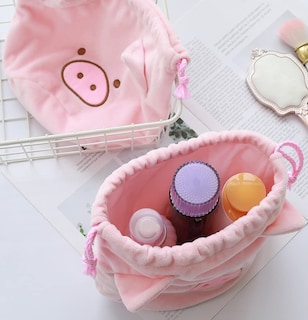 Foto 4 | Bolsa De Maquillaje Huoguo Bonita Bolsa De Mano Con Cordón De Cerdito Esponjoso - Venta Internacional.
