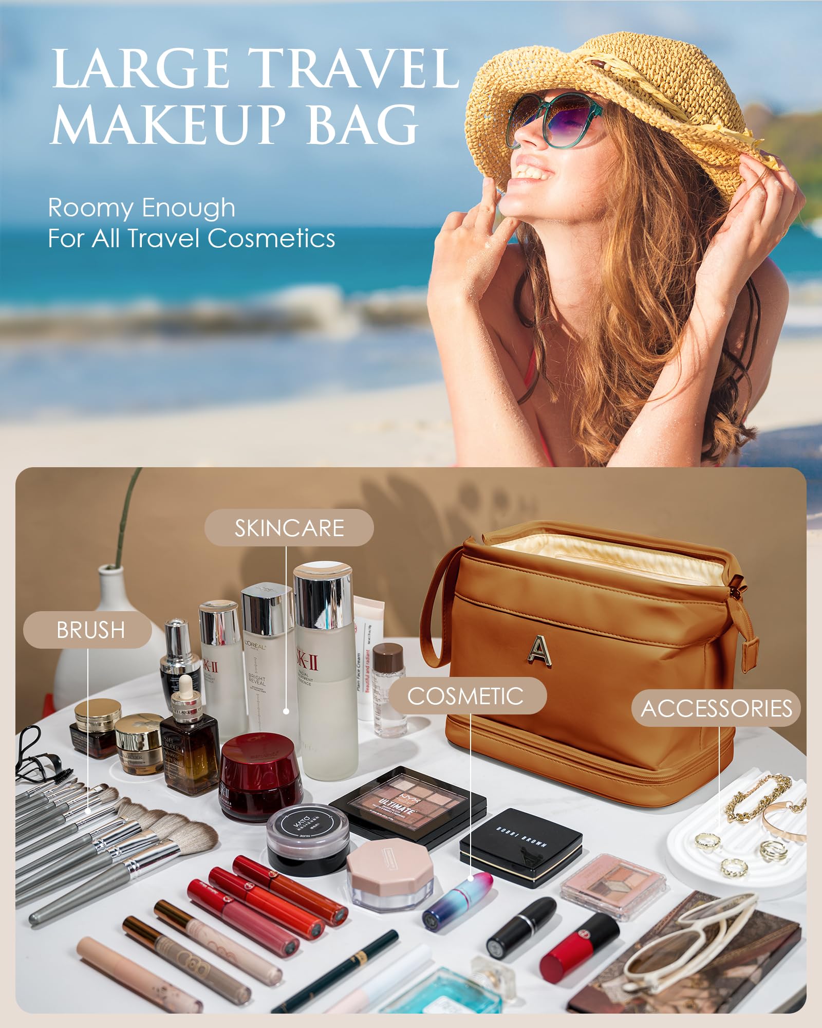 Foto 6 | Bolsa De Maquillaje Vogewood Cool Girl Gifts Con Organizador De Brochas De Maquillaje - Venta Internacional.