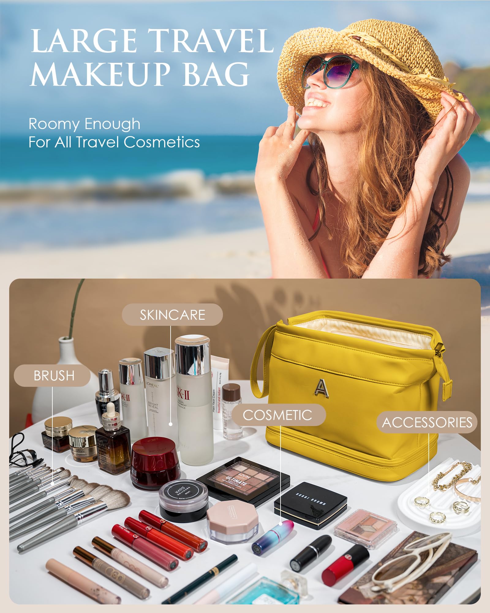 Foto 2 | Bolsa De Maquillaje Vogewood Personalizada De Piel Impermeable - Venta Internacional.