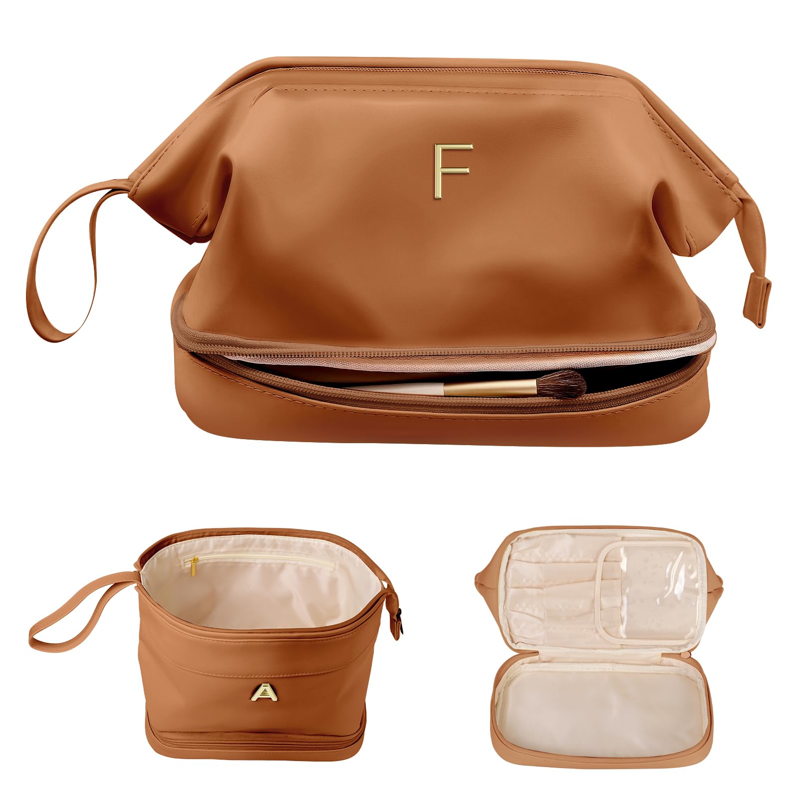 Foto 2 pulgar | Bolsa De Maquillaje Vogewood Con La Inicial Inicial De Doble Capa Con Monograma De Piel Sintética - Venta Internacional