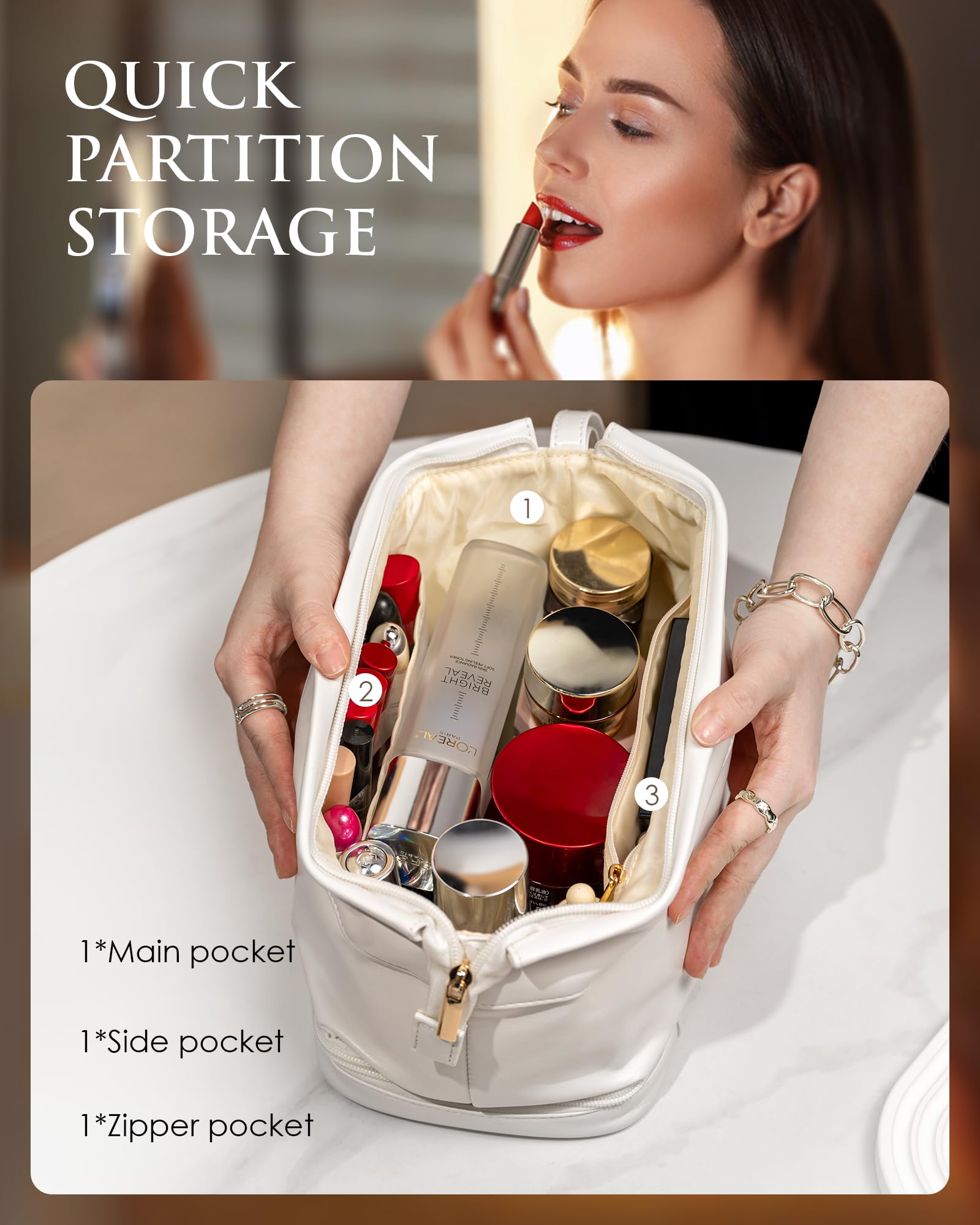 Foto 4 pulgar | Bolsa De Maquillaje Vogewood Con La Inicial Inicial De Doble Capa Con Monograma De Piel Sintética - Venta Internacional