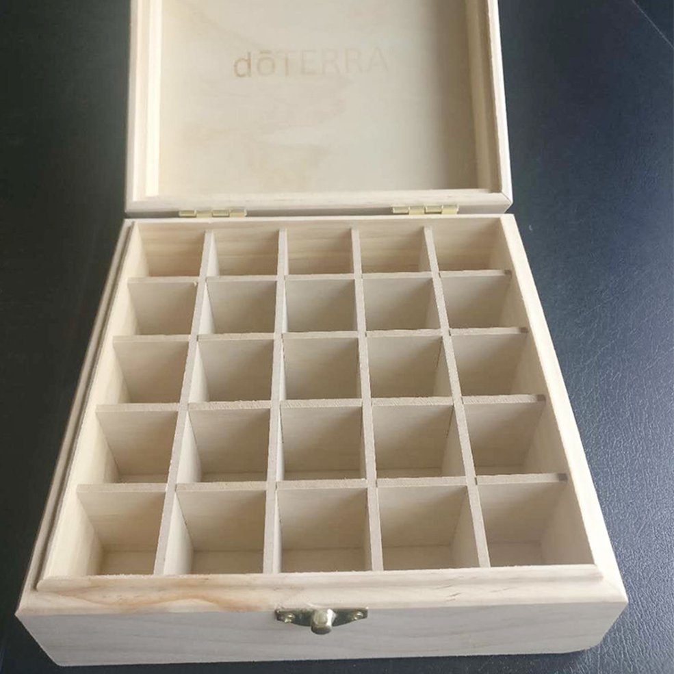 Foto 4 pulgar | Caja De Almacenamiento De Madera Con 25 Ranuras Para Botellas De Aceites Esenciales - Venta Internacional.