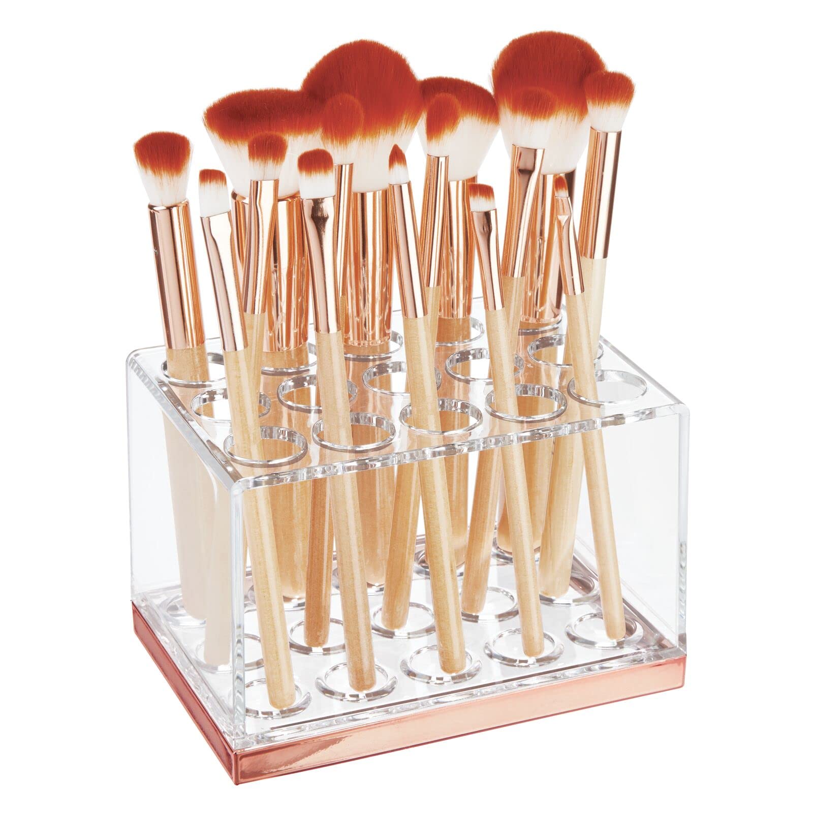Foto 7 pulgar | Organizador De Almacenamiento De Brochas De Maquillaje Mdesign De Plástico Transparente/oro Rosa - Venta Internacional.