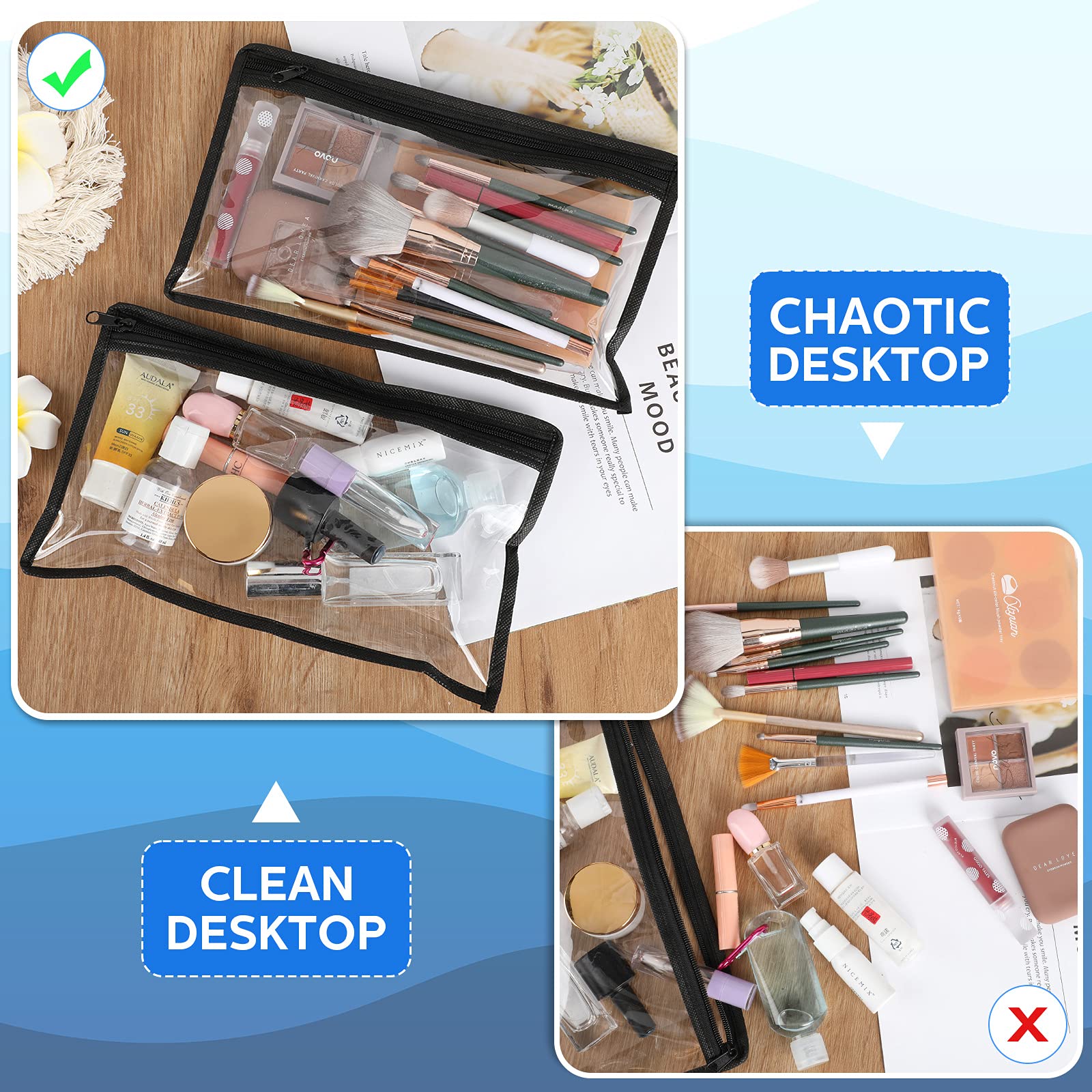 Foto 4 | Bolsas Transparentes Con Cierre De Pvc Outus Para Lápices De Maquillaje  8 Unidades - Venta Internacional.