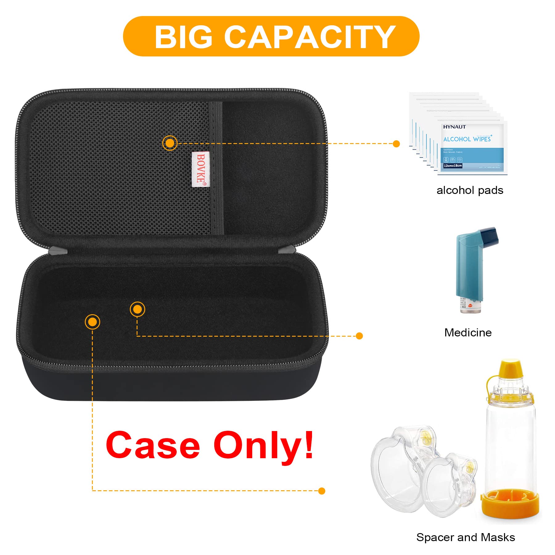 Foto 4 pulgar | Funda De Viaje Bovke Para Inhalador  Espaciador Y Mascarillas Para Asma  Color Negro - Venta Internacional.