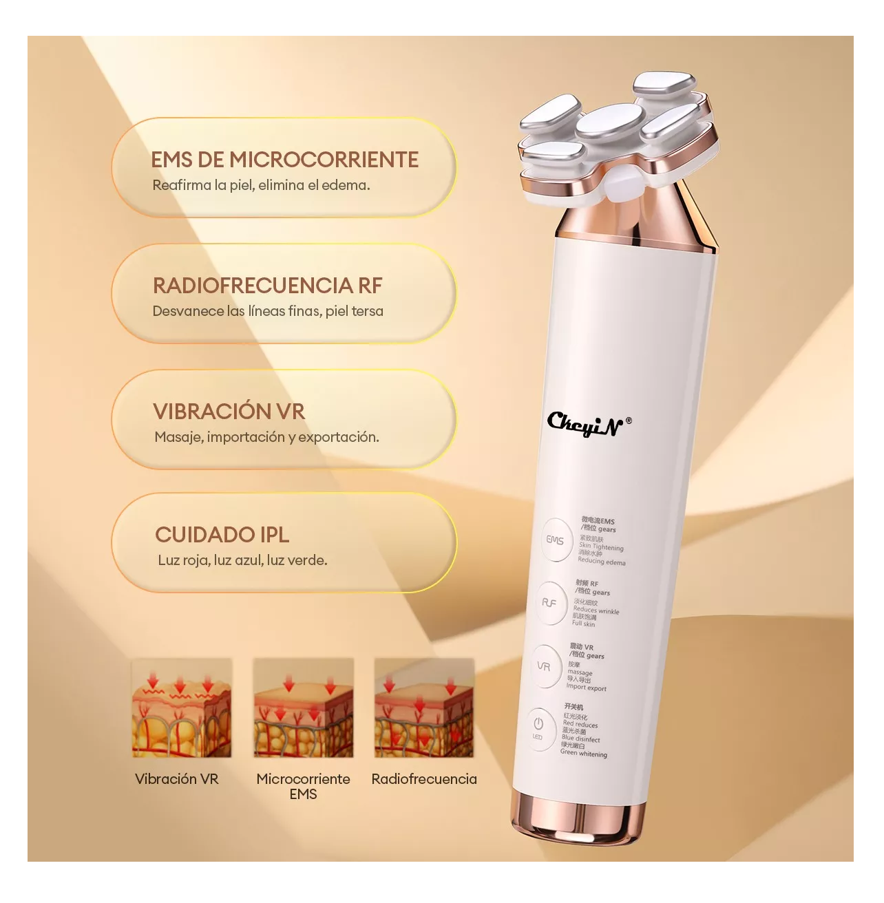 Foto 2 | Masajeador Radiofrecuencia Facial Ckeyin Ems/rf Blanco