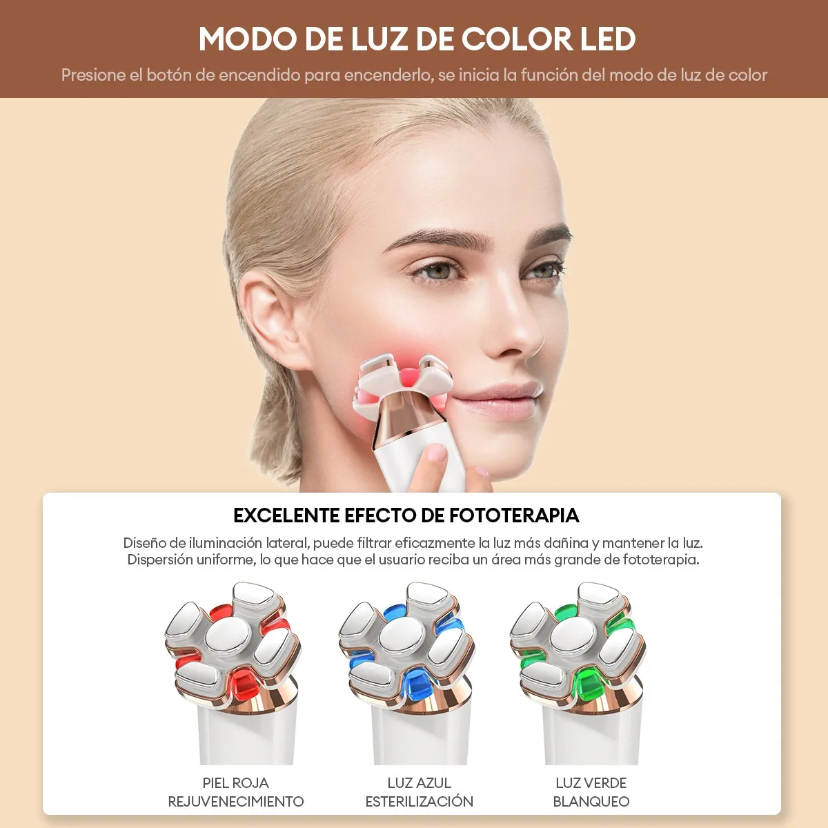 Foto 5 pulgar | Masajeador Radiofrecuencia Facial Belug Electroporadores Blanco Rosa