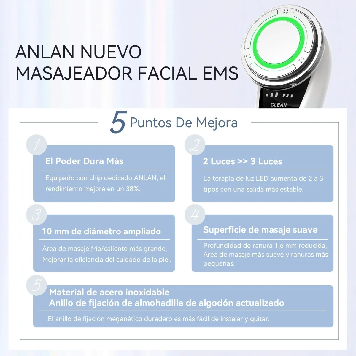 Foto 5 pulgar | Electroestimulador Facial Multifuncional Ultrasónico Blanco
