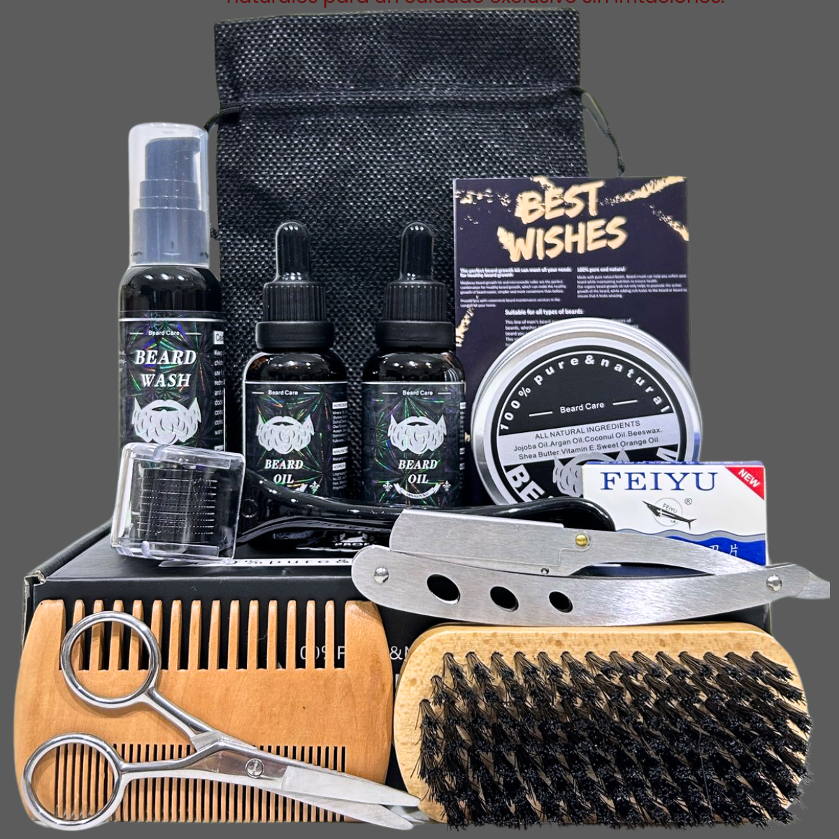 Foto 7 pulgar | Kit Aseo Y Cuidado Barba Bigote Navaja Afeitado Hombre 11pcs