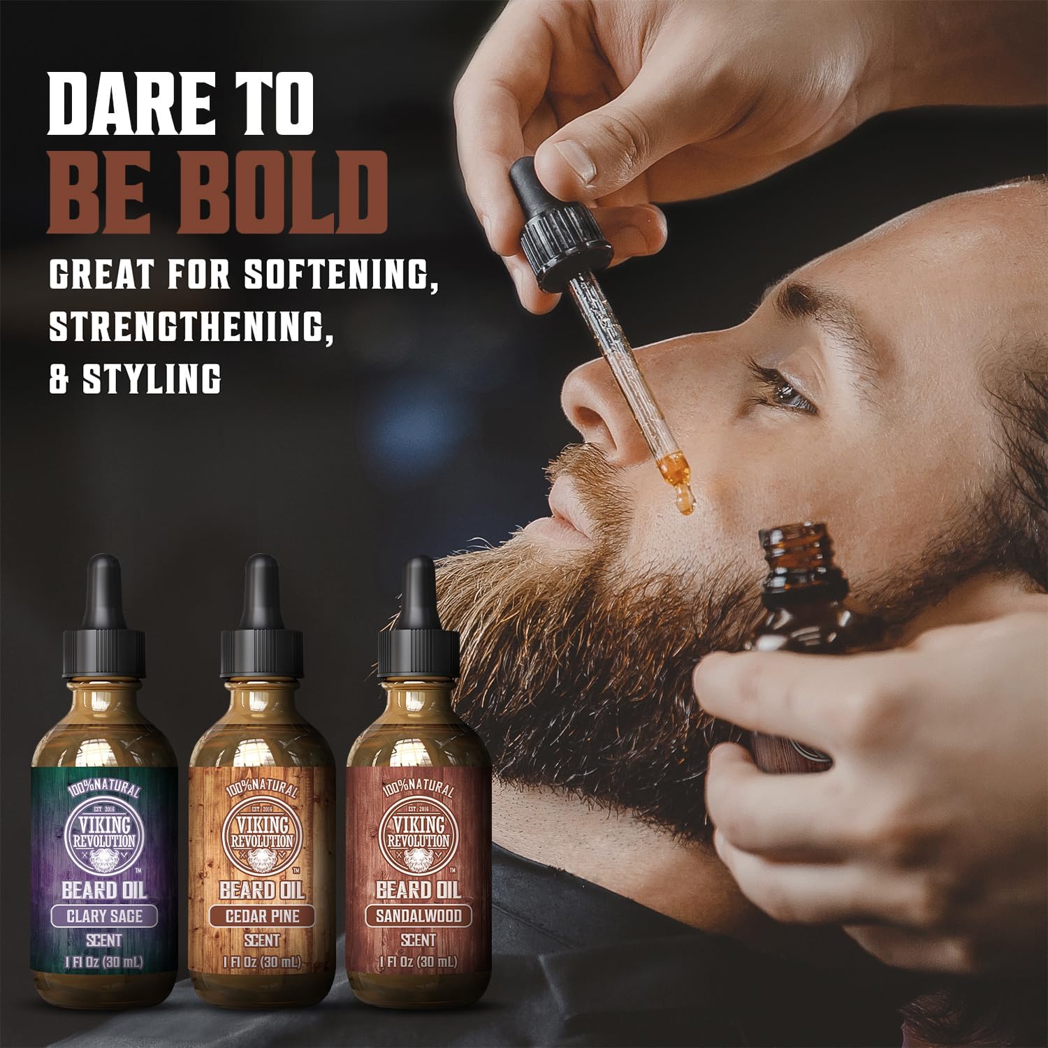 Foto 3 pulgar | Aceite Para Barba Viking Revolution, Paquete De 3 Unidades, 30 Ml, Madera De Sándalo, Pino - Venta Internacional.
