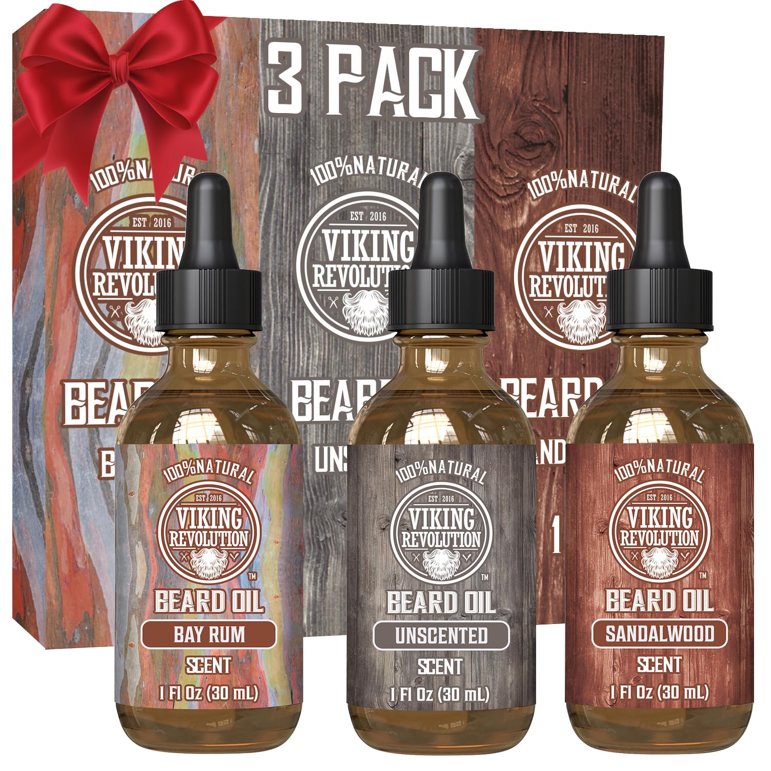 Aceite Para Barba Viking Revolution, Paquete De 3 Unidades, 30 Ml, Sándalo, Sin Perfume - Venta Internacional.