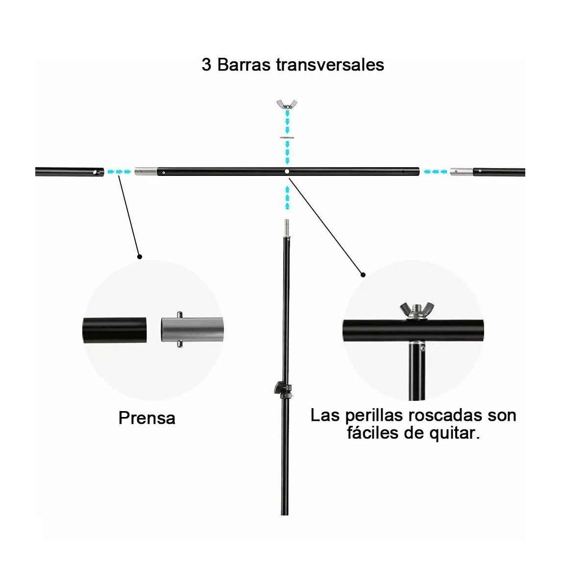 Foto 5 pulgar | Soporte T Fotográfico Eo Safe Imports Esi-5244 color Negro para Fondos 2 X 2 M