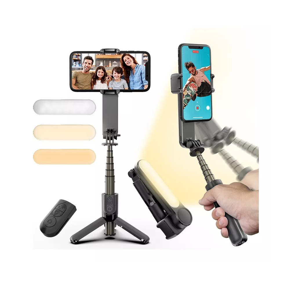 Foto 4 pulgar | Estabilizador Gimbal Con Luz Led Remoto Para Celular Negro