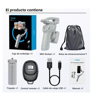 Foto 6 | Gimbal Estabilizador Para Celular M01 De 3 Ejes Con Luz App, Blanco
