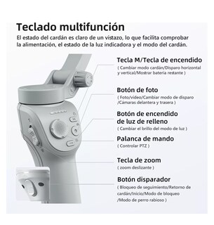 Foto 3 | Gimbal Estabilizador Para Celular M01 De 3 Ejes Con Luz App, Blanco