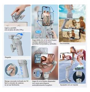 Foto 5 | Gimbal Estabilizador Para Celular M01 De 3 Ejes Con Luz App, Blanco