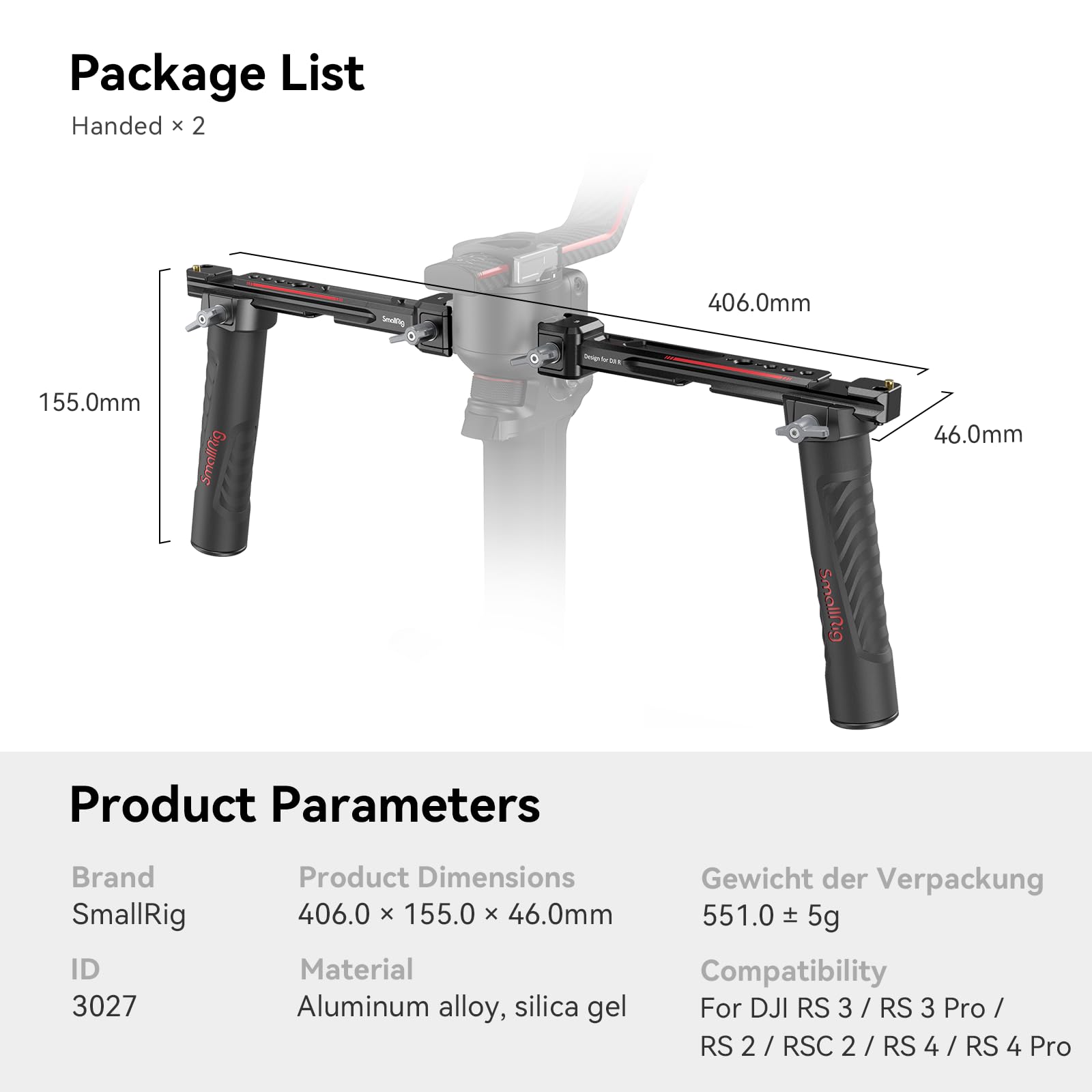 Foto 6 | Estabilizador Smallrig de Doble Asa para Dji Rs 4/rs 4 Pro/rs 3/rs 3 Pro/rs 2/rsc 2 - Venta Internacional