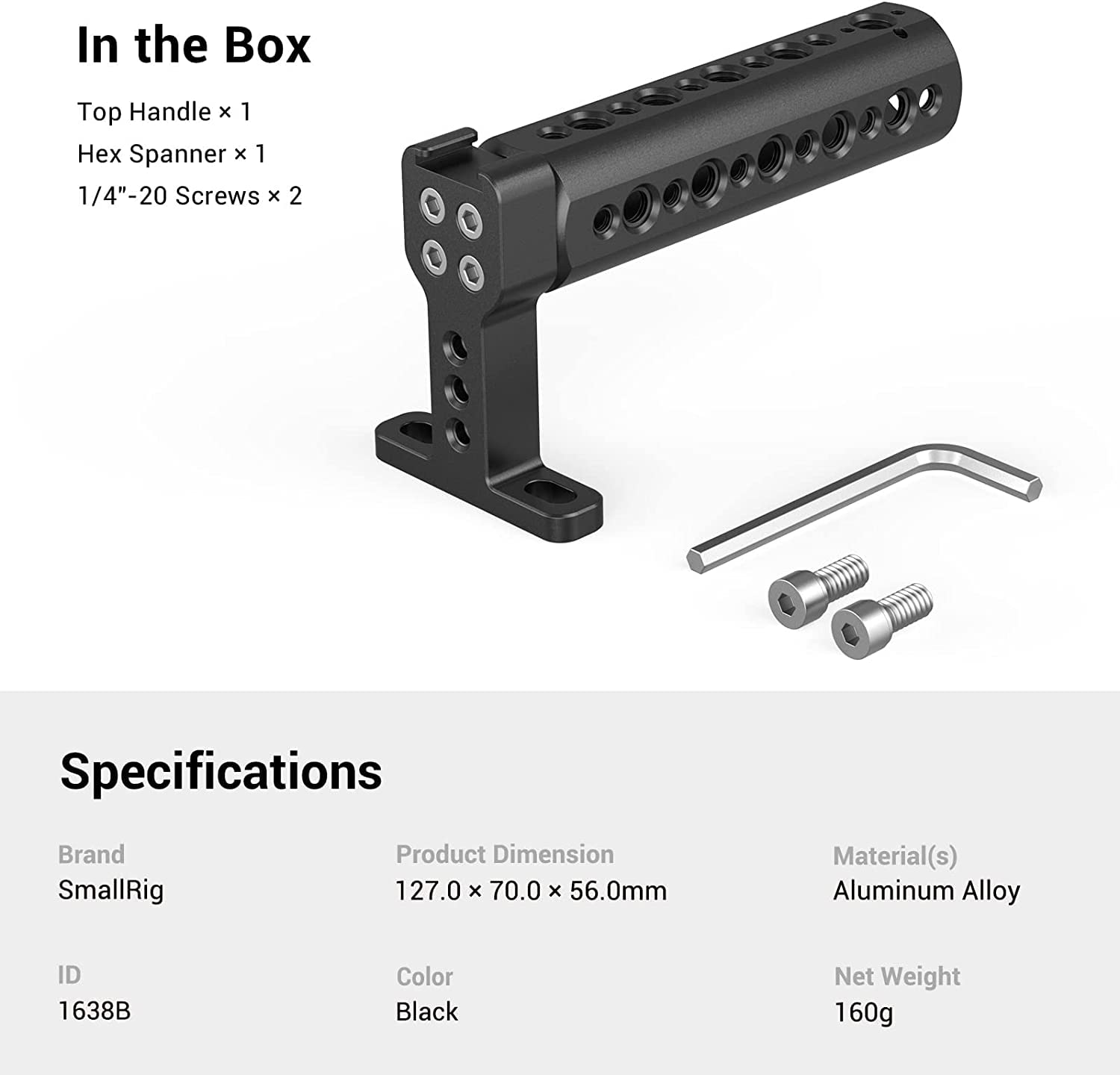 Foto 7 | Empuñadura En La Parte Superior De La Cámara Smallrig 1638 Con Soporte Para Zapatos Fríos - Venta Internacional.