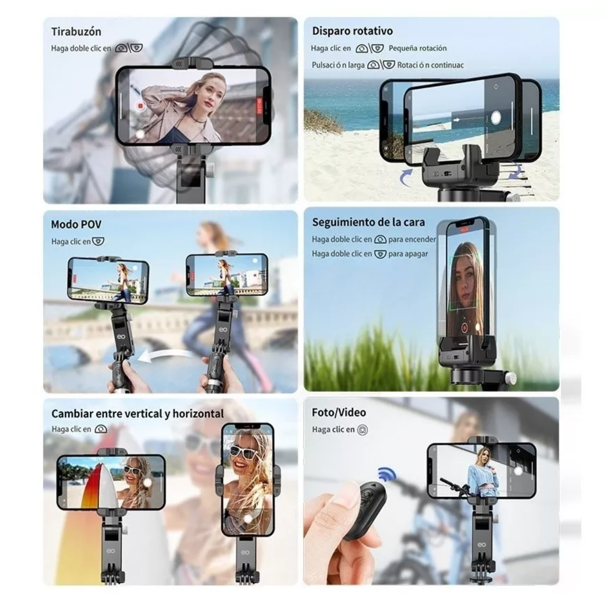 Foto 4 pulgar | Estabilizador 360 Grados Para Celular Eo Safe Imports Esi-8903-1 Negro