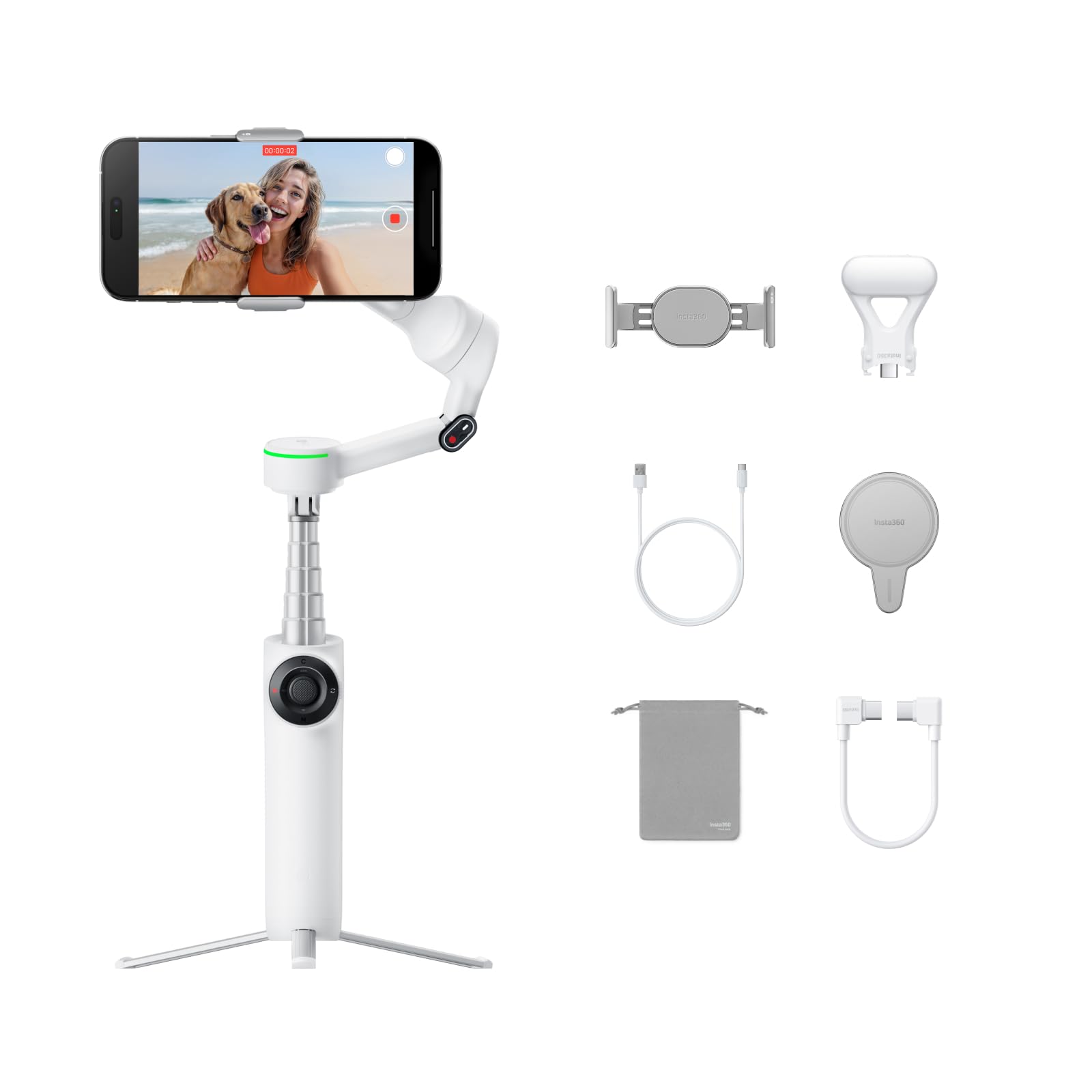 Foto 2 pulgar | Paquete Phone Gimbal Insta360 Flow 2 Pro Creator, Blanco - Venta Internacional.
