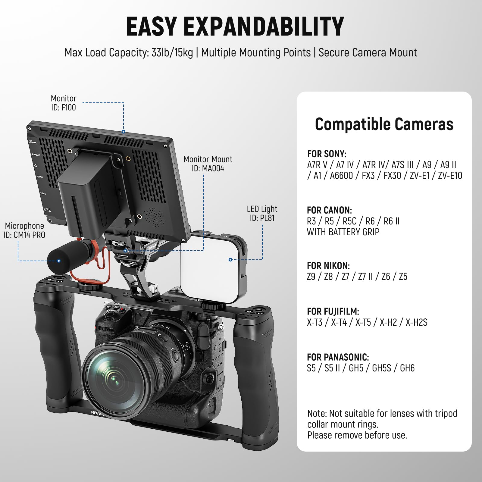 Foto 4 | Soporte De Cámara Y Estabilizador De Mango Superior Para Dslr Neewer Ca016t - Venta Internacional.