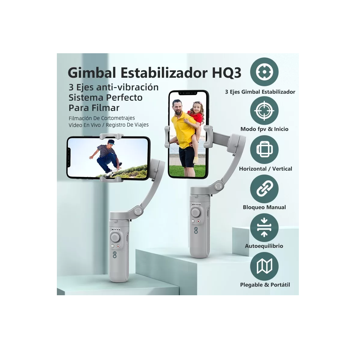 Foto 4 pulgar | Estabilizador 3 Ejes Plegable Para Celular, No Incluye Celular Eo Safe Imports Esi-4775-1 Negro