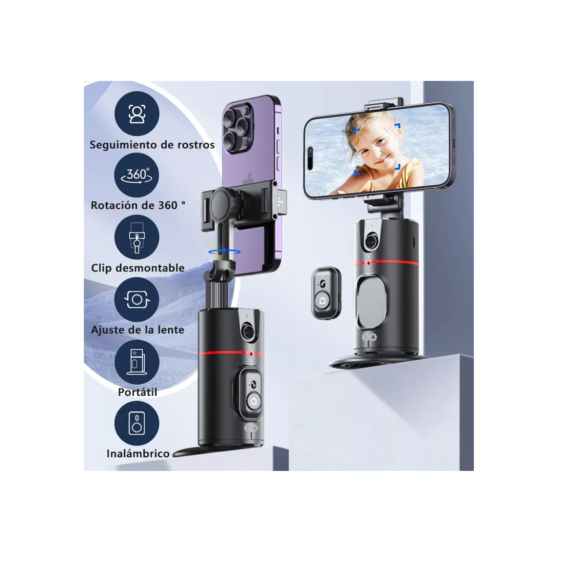 Foto 3 pulgar | Estabilizador De Celular Plegable Con Ai Selfie Video Eo Safe Imports Esi-9667-1 Negro