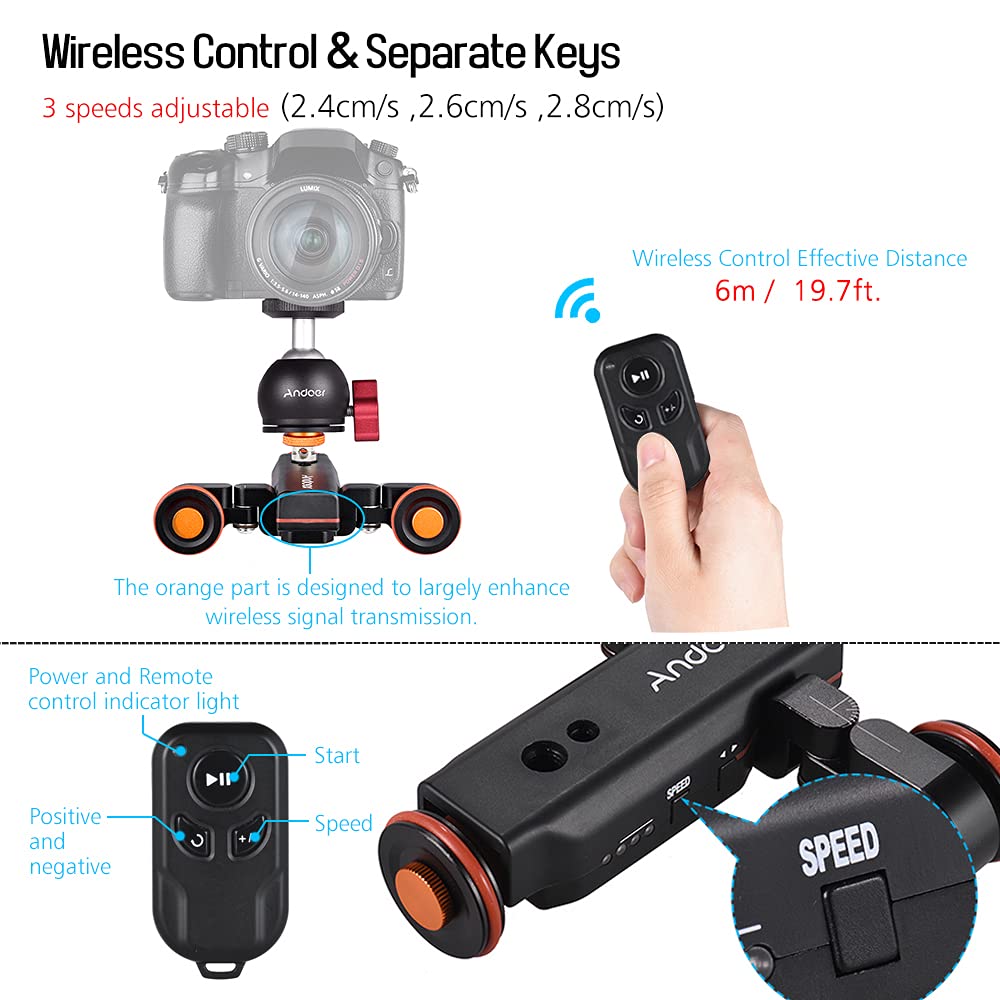 Foto 3 pulgar | Cámara Motorizada De Vídeo Automática Dolly Andoer De 3 Ruedas Y 3 Velocidades - Venta Internacional.