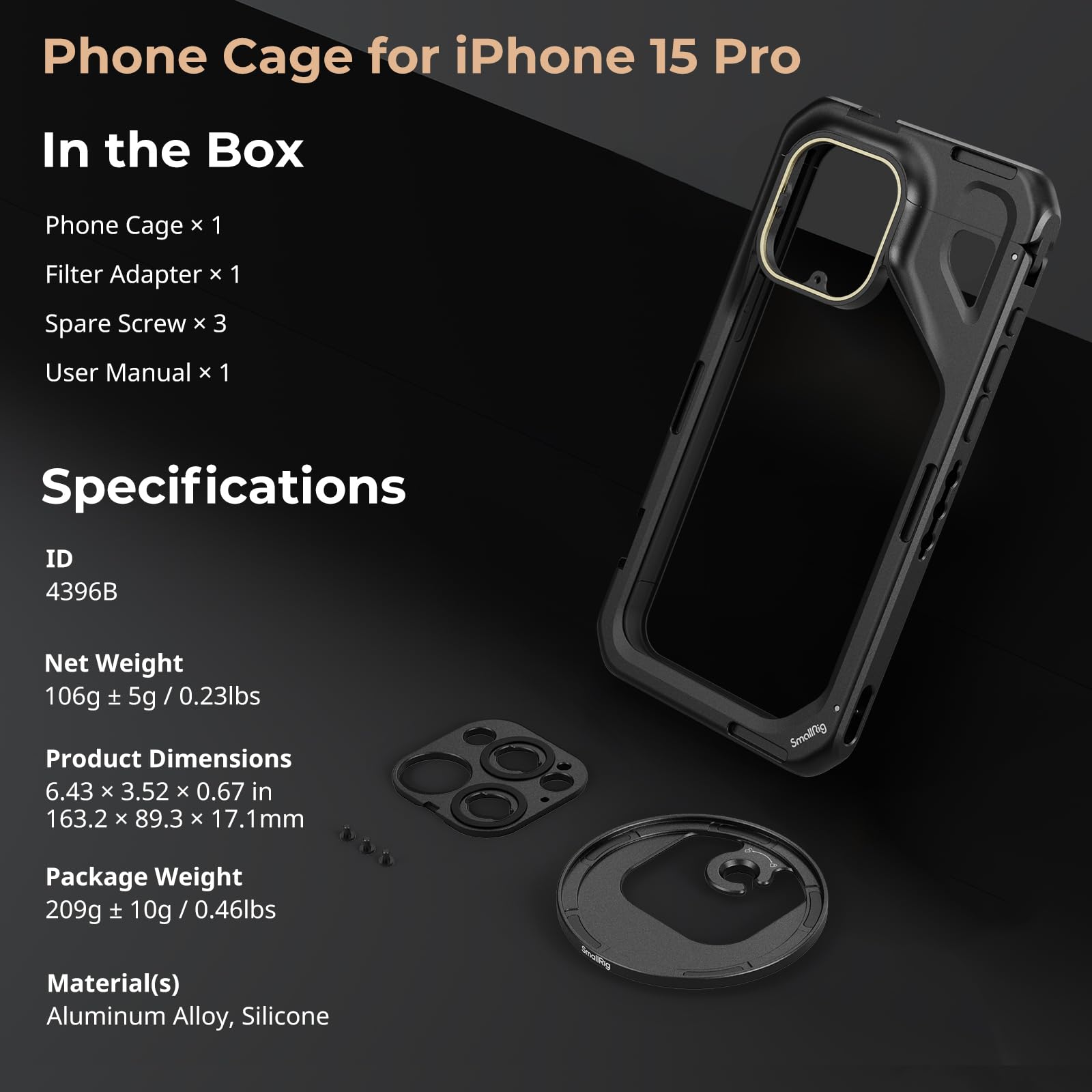 Foto 6 | Funda De Teléfono Smallrig Para Iphone 15 Pro Con Adaptador De Filtro De 67 Mm - Venta Internacional.