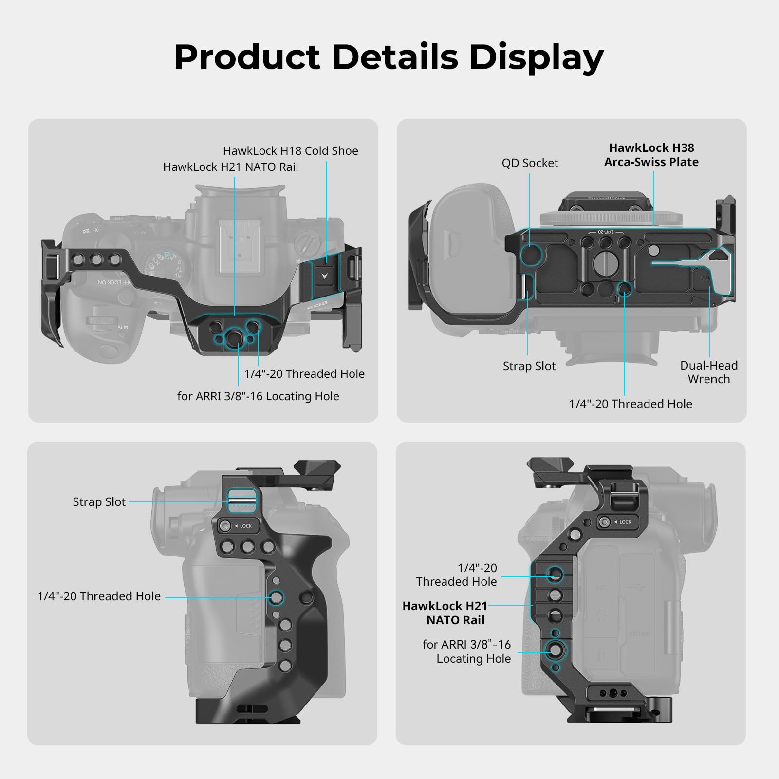 Foto 5 pulgar | Funda De Cámara Smallrig R6 Mark Ii Para Canon Con Rieles Nato Y Pl - Venta Internacional.