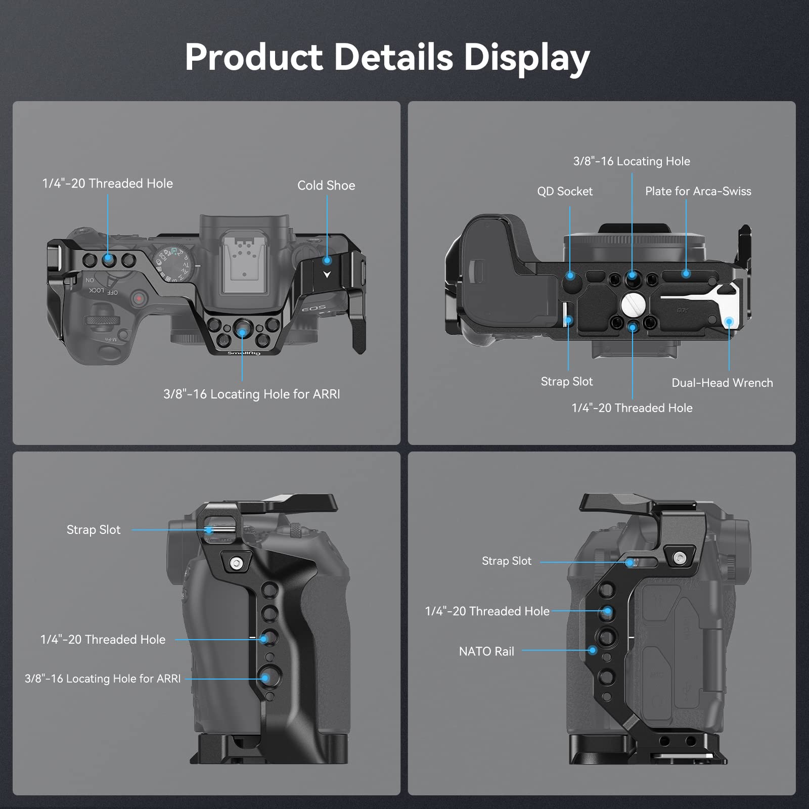 Foto 3 pulgar | Funda De Cámara Smallrig Para Canon R8 Con Cold Shoe, Puerto Qd Y Na - Venta Internacional.