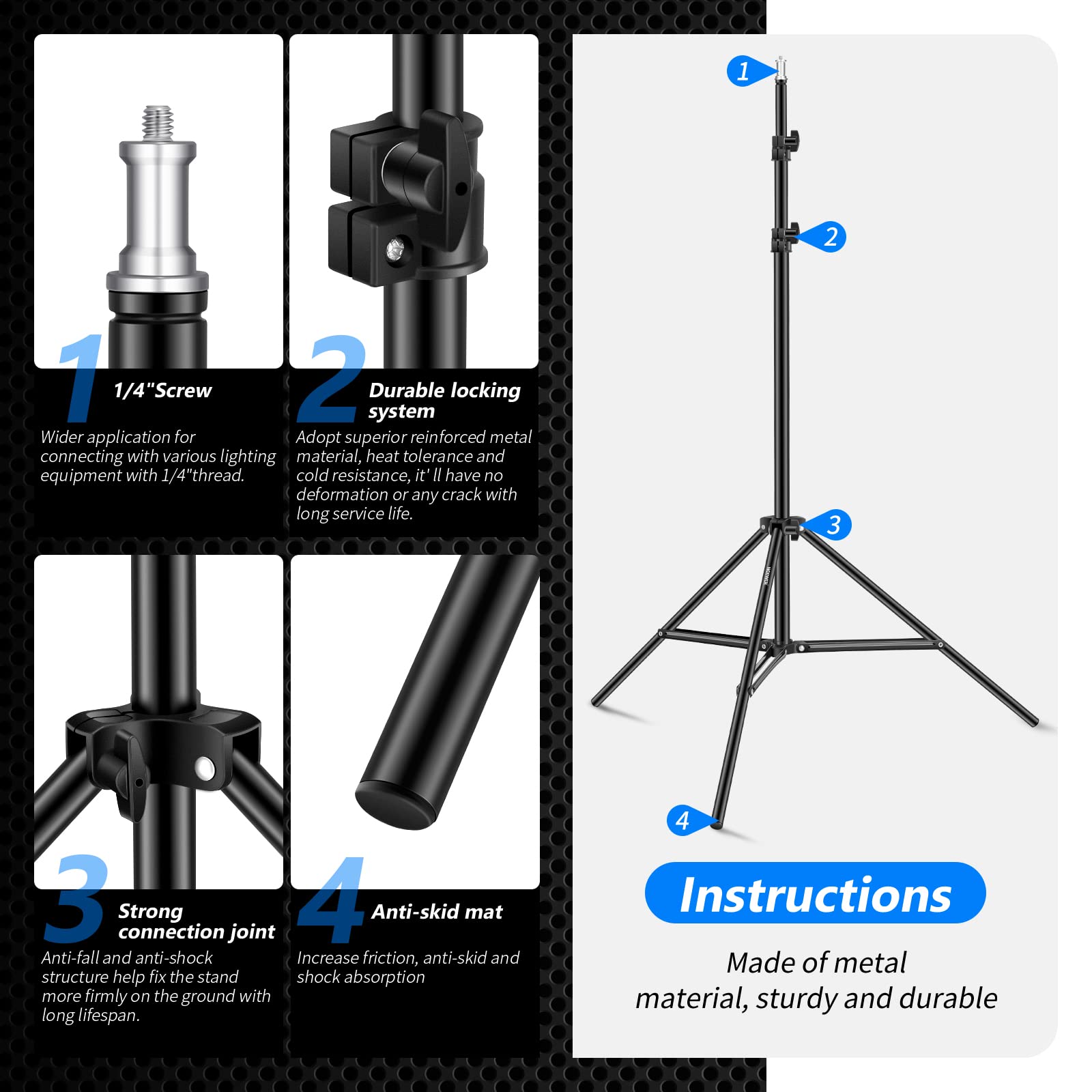 Foto 8 pulgar | Soporte De Luz Fotográfica Más Nuevo De 190 Cm Para Reflectores Y Cajas Blandas - Venta Internacional.