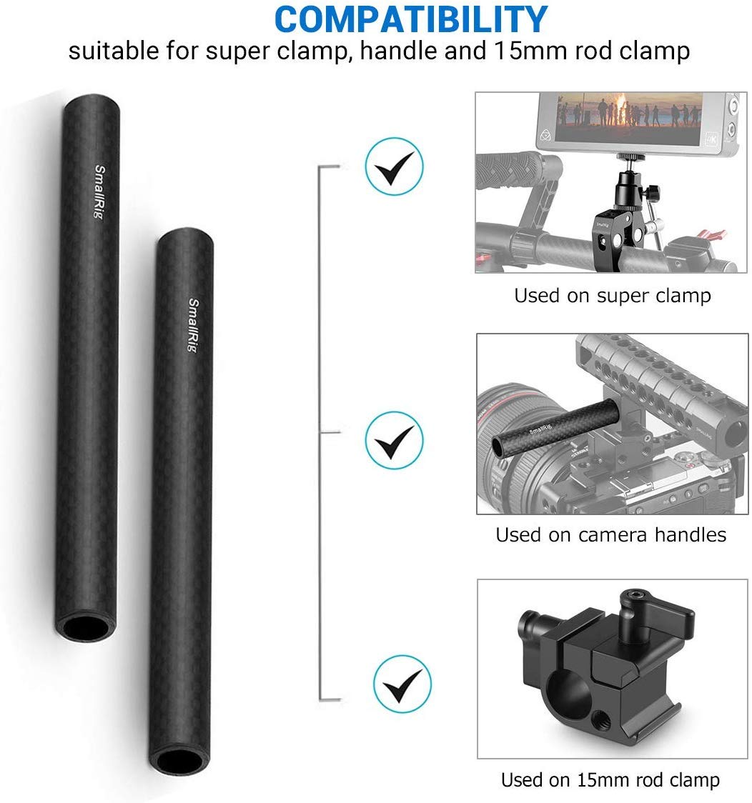 Foto 6 | Varillas De Fibra De Carbono Smallrig De 15 Mm (15 Cm) Para Soporte De Raíles De 15 Mm - Venta Internacional.