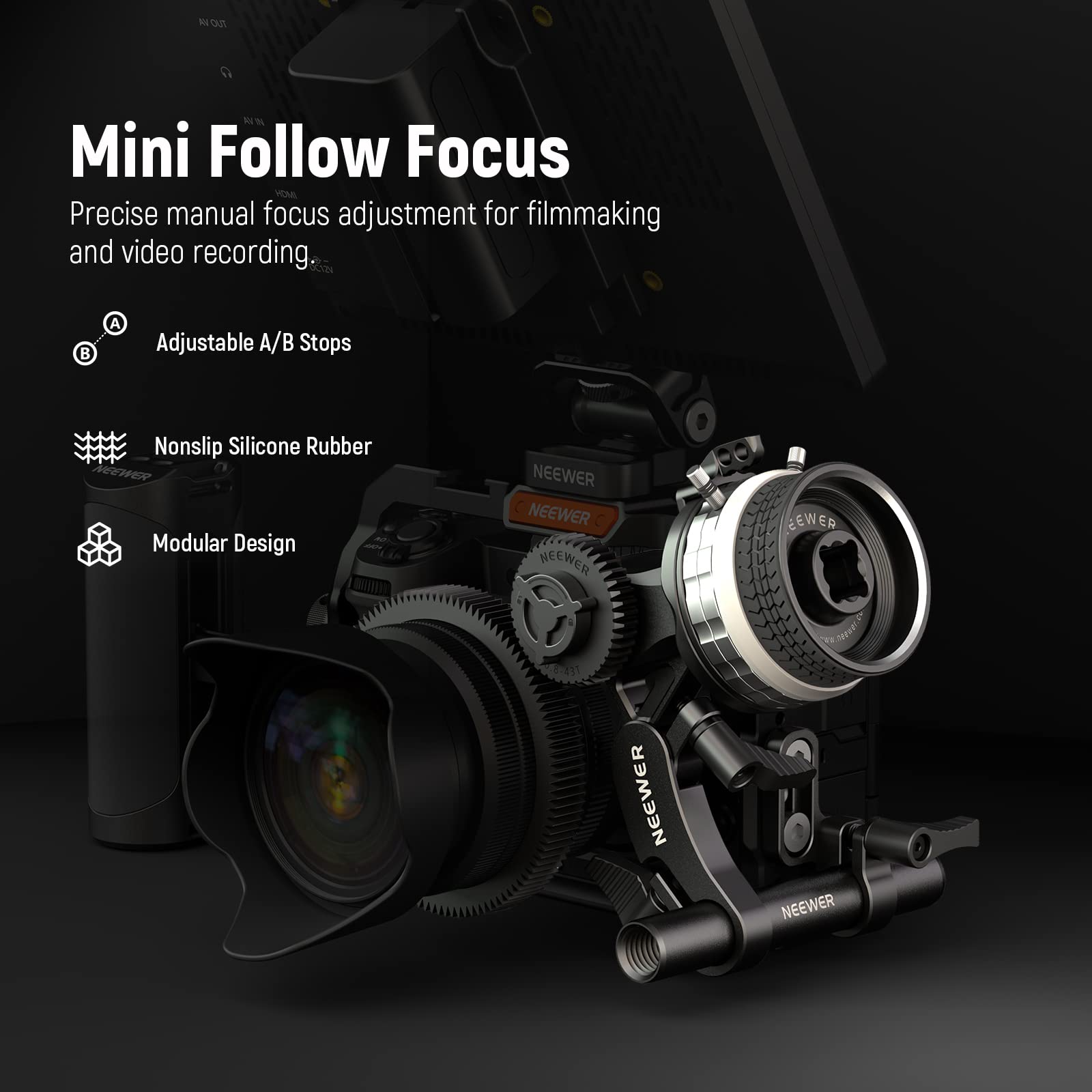 Foto 3 pulgar | Follow Focus Neewer Pg001 Mini Con Paradas A/b Para Cámara De Cine - Venta Internacional.