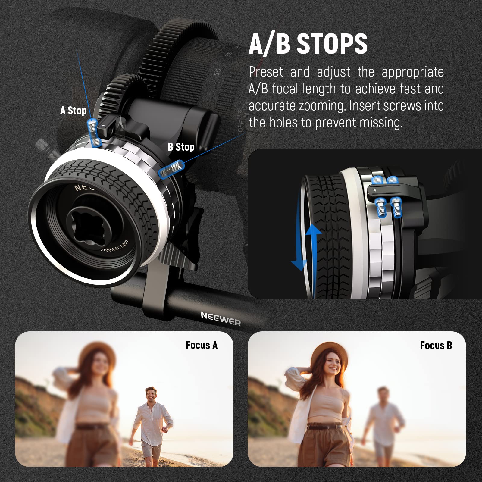 Foto 4 pulgar | Follow Focus Neewer Pg001 Mini Con Paradas A/b Para Cámara De Cine - Venta Internacional.