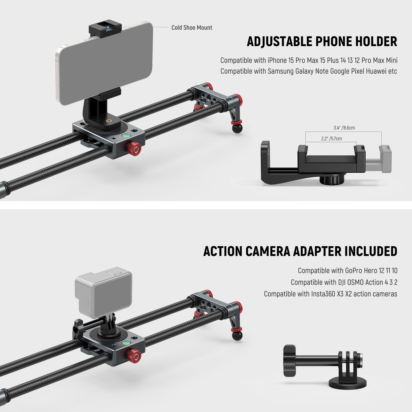 Foto 6 pulgar | Cámara Slider Neewer Cs1m De Fibra De Carbono De 40 Cm Con Accesorios - Venta Internacional.