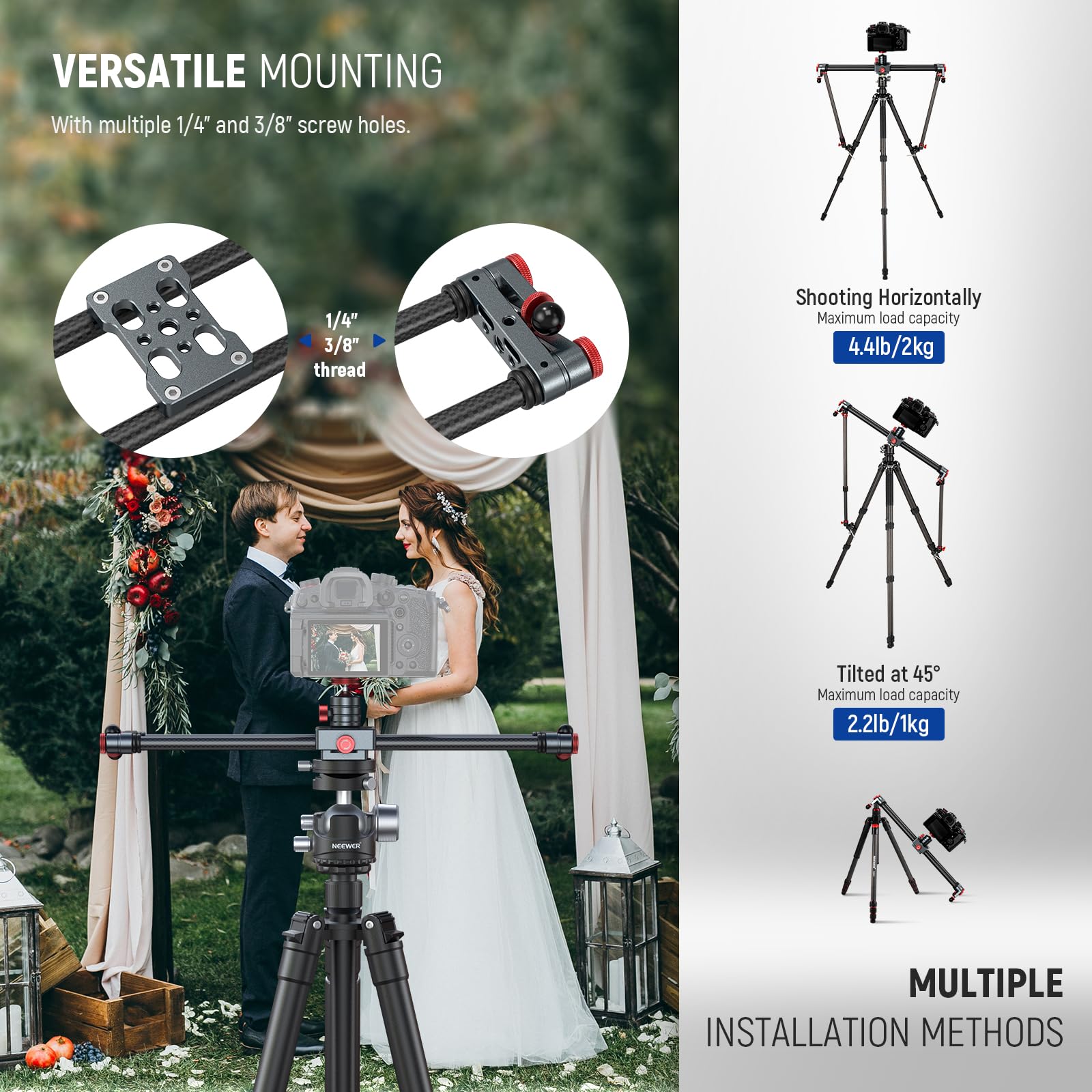 Foto 6 | Cámara Slider Neewer Cs1m De Fibra De Carbono De 40 Cm Con Accesorios - Venta Internacional.