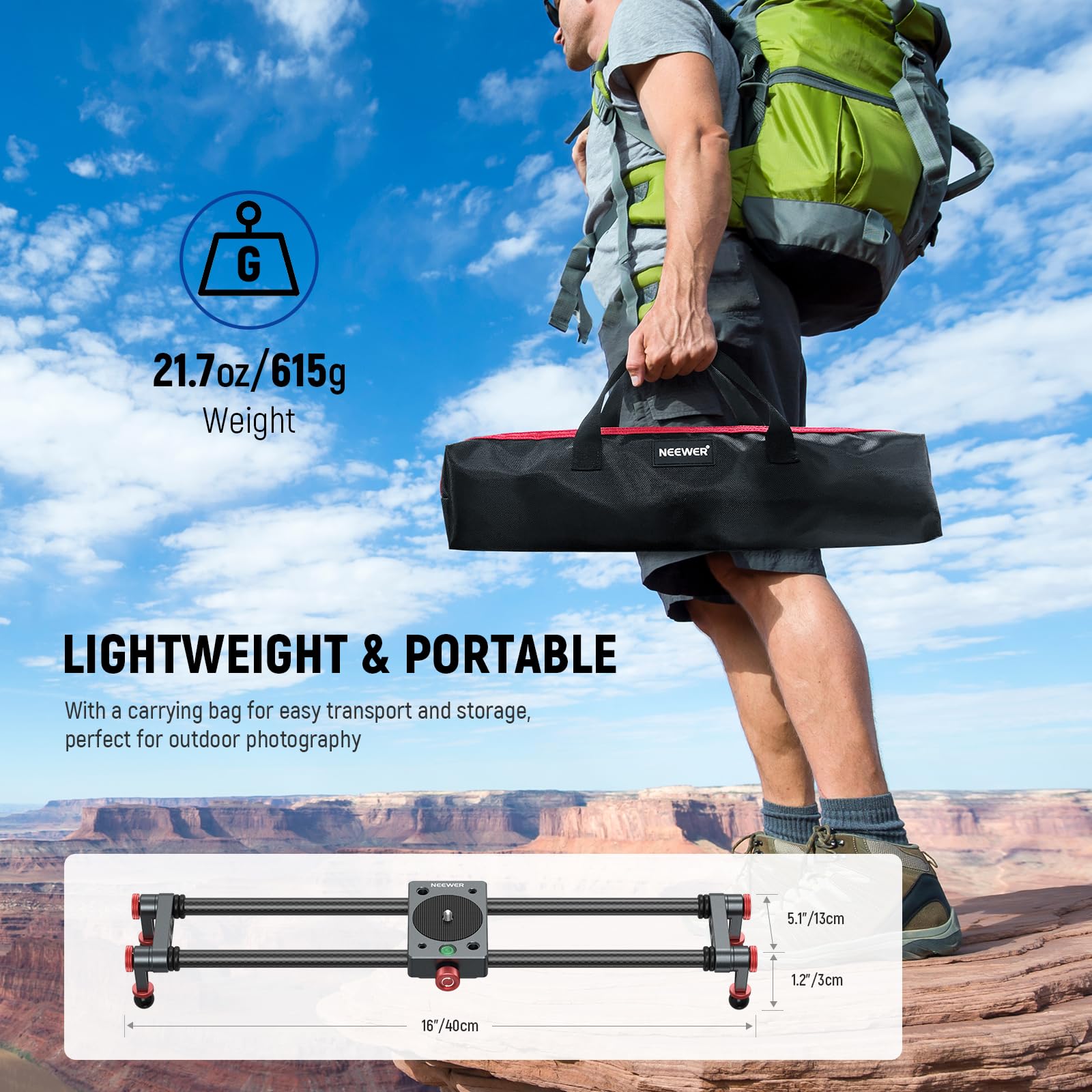 Foto 8 pulgar | Cámara Slider Neewer Cs1m De Fibra De Carbono De 40 Cm Con Accesorios - Venta Internacional.