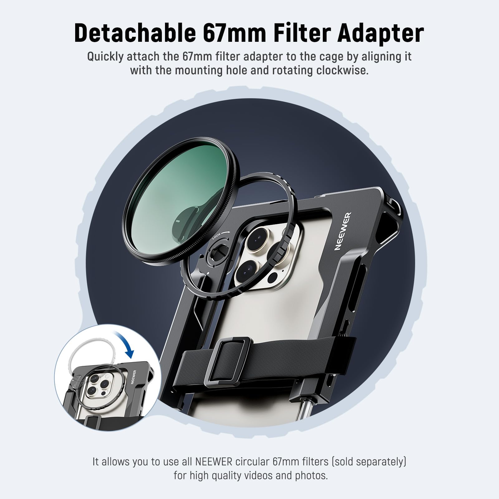 Foto 4 | Equipo De Vídeo Para Smartphone Neewer Pa017 Con Asas Y Adaptador De 67 Mm - Venta Internacional.