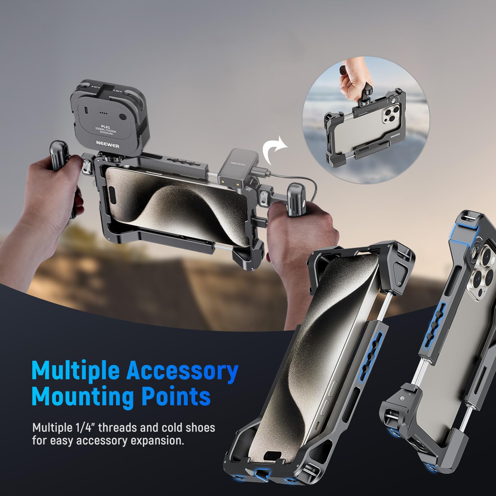 Foto 7 pulgar | Equipo De Vídeo Para Smartphone Neewer Pa017 Con Asas Y Adaptador De 67 Mm - Venta Internacional.